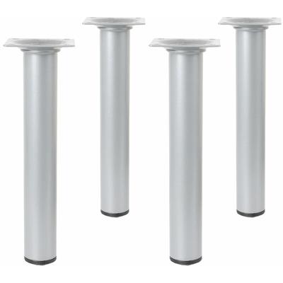 Ms Beschläge - 4er Set Möbelfüße Rund Ausführung Silber Höhe 400mm ø 30mm Tischbeine aus Metall Image