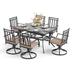 7 Pieces Patio Dining Set, 6 x Swivel Dining Chairs with Cushion and 1 Metal Table with 2.6" Umbrella Hole