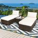 Gymax 5PCS Outdoor Furniture Set Patio Rattan Armless Chair & Ottoman - See Details