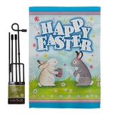 Ornament Collection Happy Easter Egg 2-Sided Polyester 18 x 13 in. Flag Set in Gray | 18.5 H x 13 W in | Wayfair OC-EA-GS-192019-IP-BO-D-US17-OC