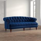 Willa Arlo™ Interiors Joannes 84" Velvet Rolled Arm Chesterfield Sofa Velvet in Blue | 32 H x 84 W x 39 D in | Wayfair