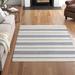 Blue/Navy 48 x 0.5 in Indoor/Outdoor Area Rug - Beachcrest Home™ Touchet Striped Handmade Navy Area Rug Recycled P.E.T, | 48 W x 0.5 D in | Wayfair