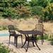 Canora Grey Bistro Set Patio Table & Chair Bistro Table Outdoor Cast Aluminum Metal in Brown | 35.43 W x 35.43 D in | Wayfair