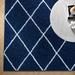 Blue 47.24 x 1.77 in Area Rug - Mercury Row® Babich Geometric Shag Navy Area Rug, Polypropylene | 47.24 W x 1.77 D in | Wayfair