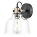 Breakwater Bay Suzannah 1 - Light Dimmable Plated Brass & Painting Black Finish Armed Sconce Glass/Metal | 9.8 H x 11.5 W x 7.9 D in | Wayfair