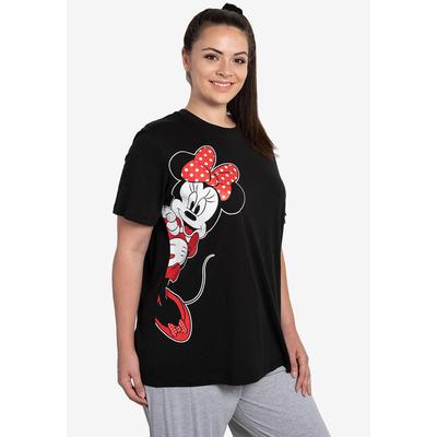 Plus Size Women's Disney Women's Minnie Mouse Leaning Short Sleeve T-Shirt Black by Disney in Black (Size 5X (30-32))