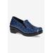 Extra Wide Width Women's Leeza Flats by Easy Street in Navy Paisley Patent (Size 12 WW)