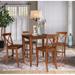 36 x 36 in. Solid Wood Counter Height Dining Table with 4 X-back Stools - 5 Piece Set