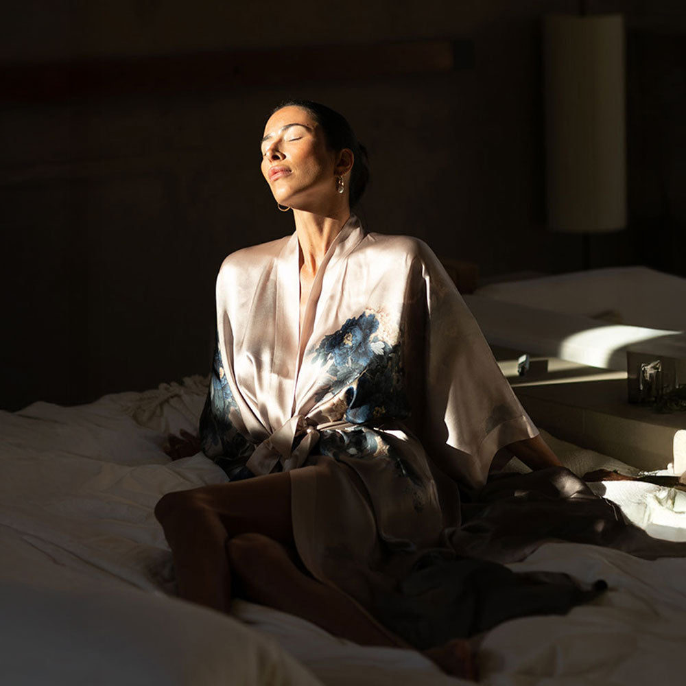 KIM+ONO Kimono Robe | Silk Keina Long Kimono Robe | Silk | Sepia Rose | Long