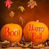 The Holiday Aisle® Happy Fall & Boo Pumpkin Wall Decal Vinyl in Red | 4 H x 4 W in | Wayfair 257556FBC99440E8BCFDDCC28679FB1A