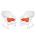 Red Barrel Studio® Raenesha Wicker Outdoor Rocking Chair in Orange/White/Brown | 36 H x 33.5 W x 28.25 D in | Wayfair THPS2860 37979869