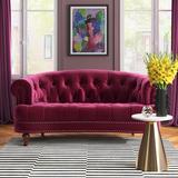 Willa Arlo™ Interiors Joannes 69" Velvet Rolled Arm Chesterfield Loveseat Velvet in Red | 32 H x 68.5 W x 38 D in | Wayfair