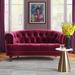 Willa Arlo™ Interiors Joannes 69" Velvet Rolled Arm Chesterfield Loveseat Velvet in Red | 32 H x 68.5 W x 38 D in | Wayfair