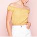 Brandy Melville Tops | Brandy Melville Yellow Gingham Off Shoulder Top | Color: White/Yellow | Size: One Size