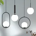 Lampe suspendue en forme de boule de verre abat-jour moderne blanc laiteux laiton/noir/Chrome