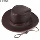 Chapeau de Cowboy Western en Faux Cuir pour Homme Casquette Vintage de Jazz de Haute Qualité