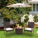 3 PCS Patio Rattan Furniture Bistro Set with Wood Side Table and Stackable Chair - N/A