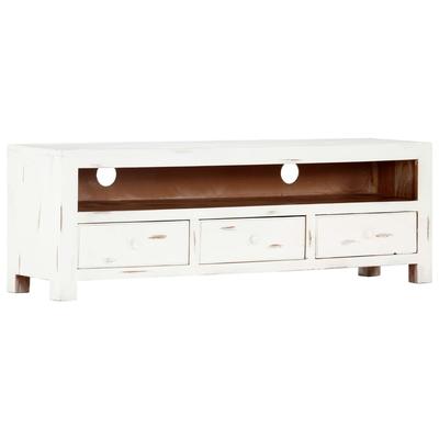 vidaXL TV Stand White 47.2"x11.8"x15.7" Solid Wood Acacia - 47.2" x 11.8" x 15.7"