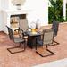 Lark Manor™ Alyah Square 4 Person Long Outdoor Dining Set w/ Cushions Metal in Black | Wayfair CEA24D9B126B402DB47701F18FB85AF2