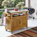 Anjenette Beachcrest Home™ Bar Cart w/ Solid Wood Outer Material Wood/Metal in Brown/White/Yellow | 35.25 H x 48 W x 21 D in | Outdoor Furniture | Wayfair