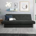 Wade Logan® Adjua Twin 69" Wide Biscuit Back Convertible Sofa w/ Storage Metal in Black | 29 H x 69 W x 32.5 D in | Wayfair