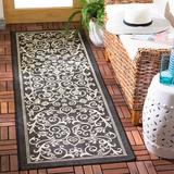 White 28 x 0.25 in Area Rug - Charlton Home® Cherene Floral Black/Sand Indoor/Outdoor Area Rug, Polypropylene | 28 W x 0.25 D in | Wayfair