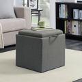 Ebern Designs Linen Square Ottoman w/ Storage Linen in Black | 18.11 H x 17.71 W x 13.78 D in | Wayfair E66155C095D04FA89B8554F637C55746