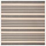 Gray/White 63 x 0.25 in Indoor/Outdoor Area Rug - Highland Dunes Pontianak Striped Gray/Bone Indoor/Outdoor Area Rug | 63 W x 0.25 D in | Wayfair