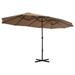 VidaXL Outdoor Umbrella Parasol w/ Double Top Patio Sunshade Shelter Aluminum Metal in Brown | 106.3 W x 181.1 D in | Wayfair 44870