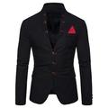 CAZOY Coat Jacket for Men Long Sleeve Casual Fashion Buttons Down Slim Fit Blazer Tuxedo for Wedding Party Dinner Mens Stand Collar Solid Color Sweatshirt Pullover Cardigan Autumn Winter Black