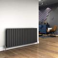 ELEGANT 600 x 1360 mm Column Horizontal Designer Radiators Anthracite Double Flat Panel Horizontal Radiator, Modern Central Heating Perfect for Bathrooms, Kitchen, Hallway, Living Room