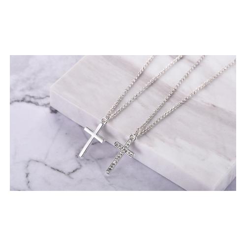 Halskette: 2x/ Halskette mit Kreuz-Anhänger und Swarovski®-Kristallen