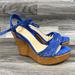 J. Crew Shoes | J. Crew Blue Wedge Sandals | Color: Blue/Brown | Size: 7
