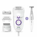 Braun Silk-épil 5 Power Epilator, Hair Removal with Electric Shaver Head & Bikini Trimmer, Corded Epilator with 28 Tweezers, Gifts for Women, 5-825, White/Purple