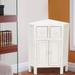 Wooden Corner Cabinet with 2 Drawers and 2 Doors, White