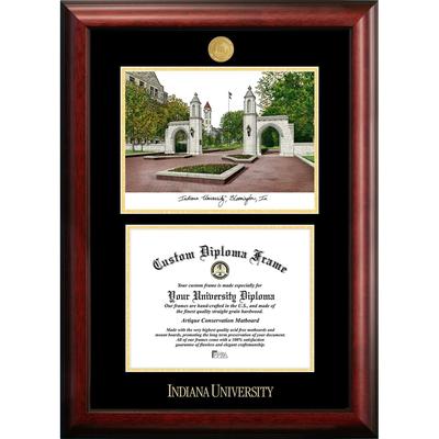 Indiana University, Bloomington 11w x 8.5h Gold Embossed Diploma Frame with Campus Images Lithograph