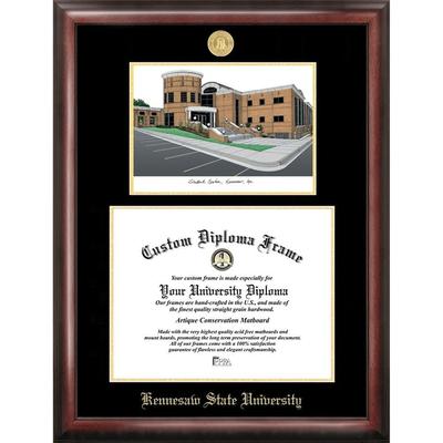 Kennesaw State University 14w x 11h Gold Embossed Diploma Frame with Campus Images Lithograph