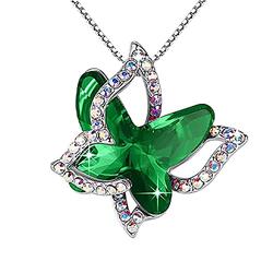 Crystal Butterfly Necklace, Elegant Clavicle Chain Butterfly Pendant Necklaces Multicolor Valentine's Day Necklace Jewellery Gift Accessories for Her Girls Wife Daughter Mum (D)