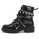 MeiLuSi Lace up Military Combat Boots for Women Gothic Chain Studded Motorcycle Ankle Booties