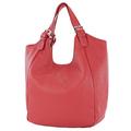 modamoda de - T227 - Italian Shopper Shoulder Bag Large Leather, ruby-red, Large