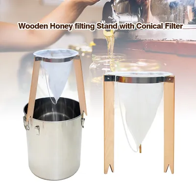 Support de filtrage de miel en bois avec filtre conique traitement du miel apicole fournitures