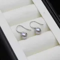 Boucles d'oreilles en perles naturelles grises pour mariage boucles d'oreilles noires à la mode en