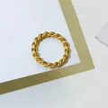 Bague torsadée tressée en acier inoxydable pour femme anneaux de ULde document doré bande