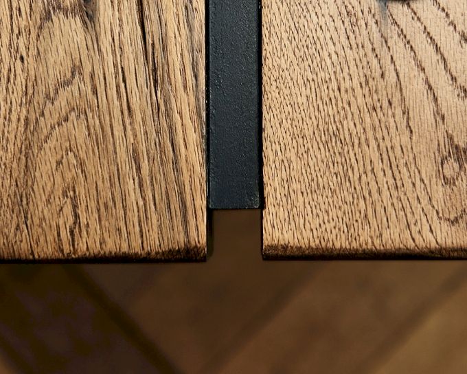 Bodahl Concept4You Massivholz Tischplatte Rustic Oak Metallleiste 240x110 cm / Eiche desert Image