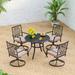 5 Piece Metal Patio Dining Set, 4 Swivel Armrest Chairs with Cushion and 37.8" Round Table with 1.57" Umbrella Hole