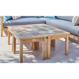 HiTeak Furniture Dane Teak Outdoor Side Table Wood in Brown/White/Yellow | 16.4 H x 19.5 W x 19.5 D in | Wayfair HLT512