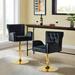 Etta Avenue™ Theo Swivel Adjustable Height Bar Stool Wood/Velvet/Metal in Black | 22.5 W x 22.5 D in | Wayfair 683C47AEA7A349D3AAA1F993E837A1B2