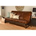 The Twillery Co.® Stratford Full 76" Wide Faux Leather Loose Back Convertible Sofa Faux Leather/Wood/Solid Wood in Red/Brown | Wayfair