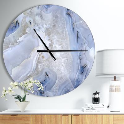 Agate Stone Modern Wall Clock by Designart in White