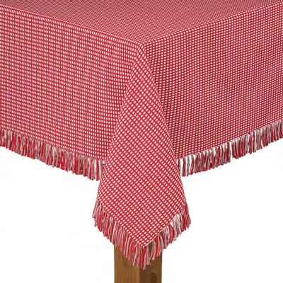 Wide Width Homespun Check Woven Tablecloth by LINTEX LINENS in Red (Size 52" W 70" L)